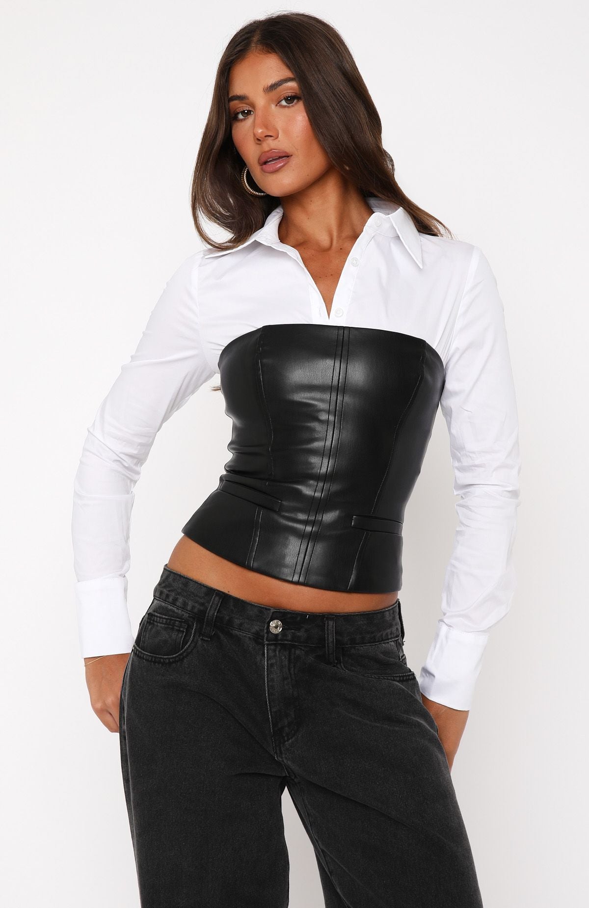 Won't Tell You Again PU Bustier Black - Image 2