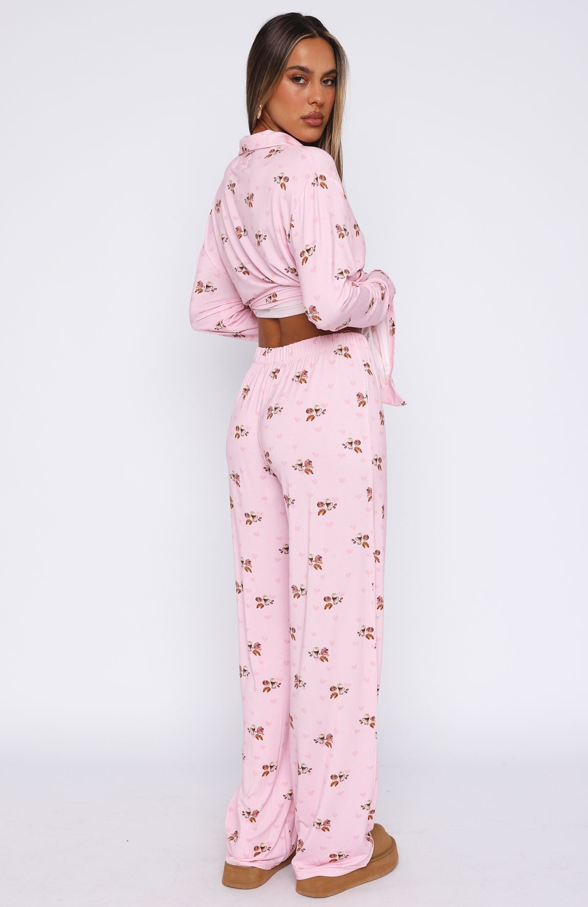Pillow Talk Printed Long Sleeve Pyjama Set Candy Breakfast - Image 4