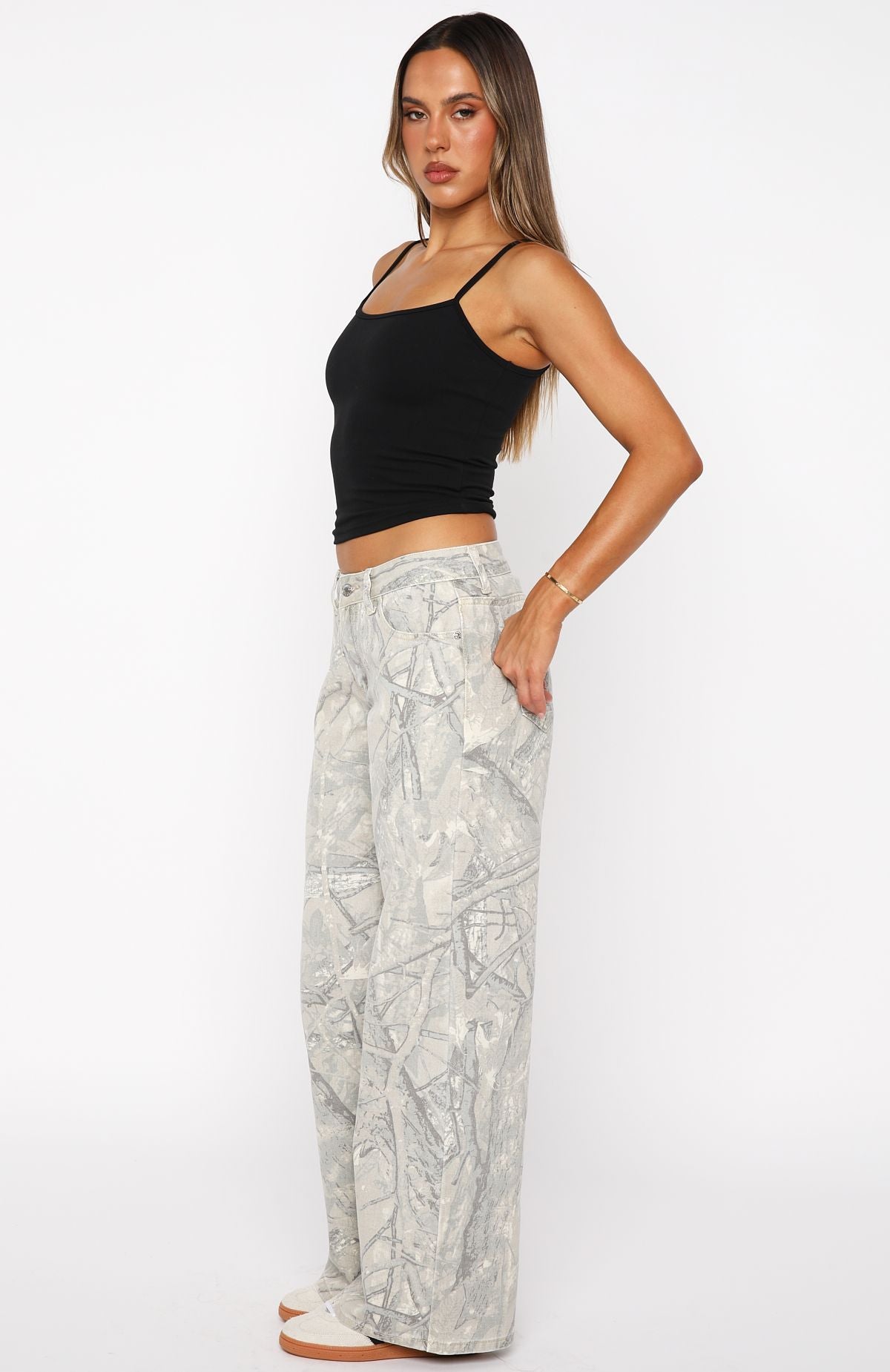 Maeve Low Rise Wide Leg Jeans Sand Camouflage - Image 3