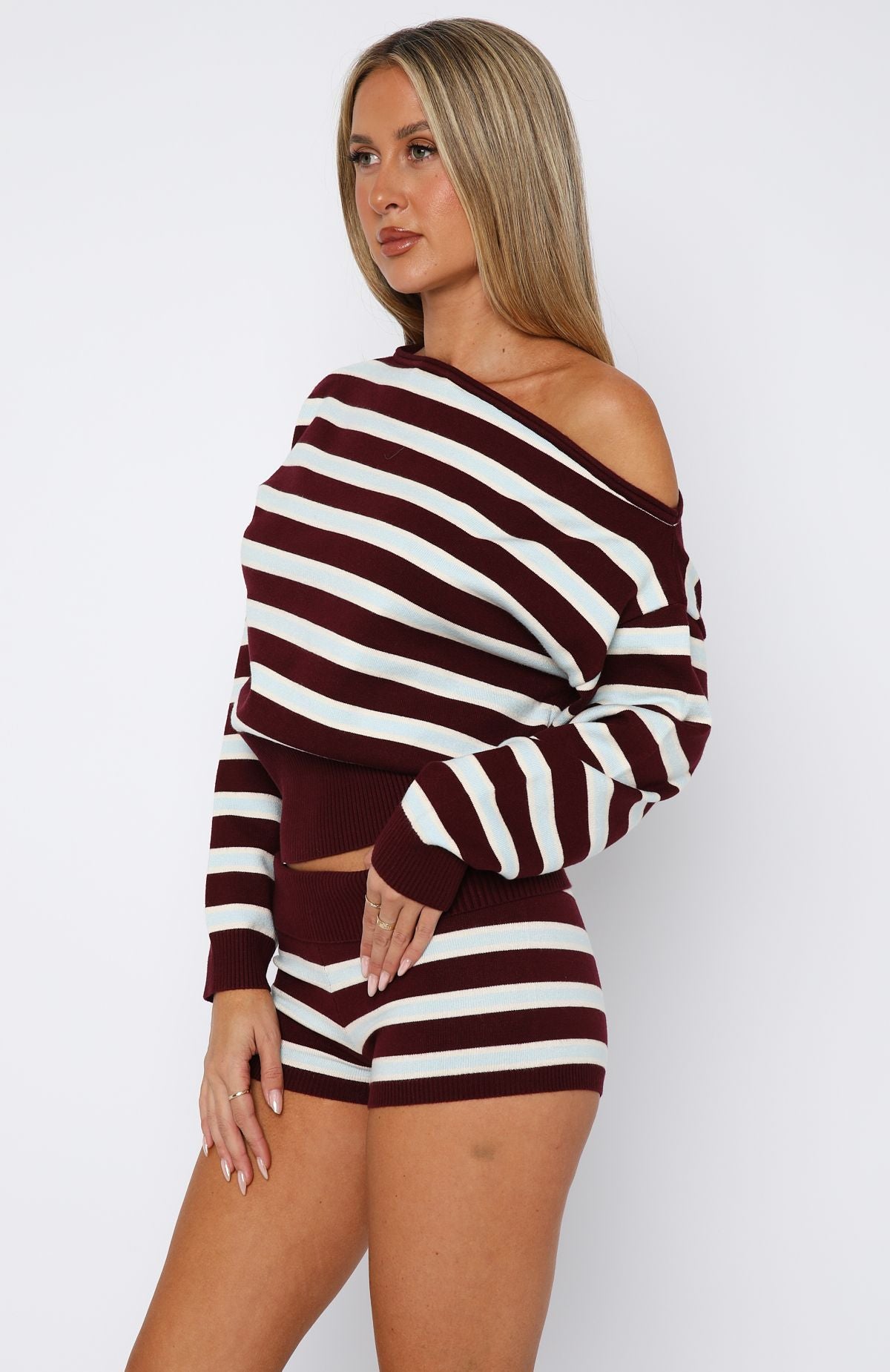 Everything To Everybody Sweater Burgundy Stripe - Image 3