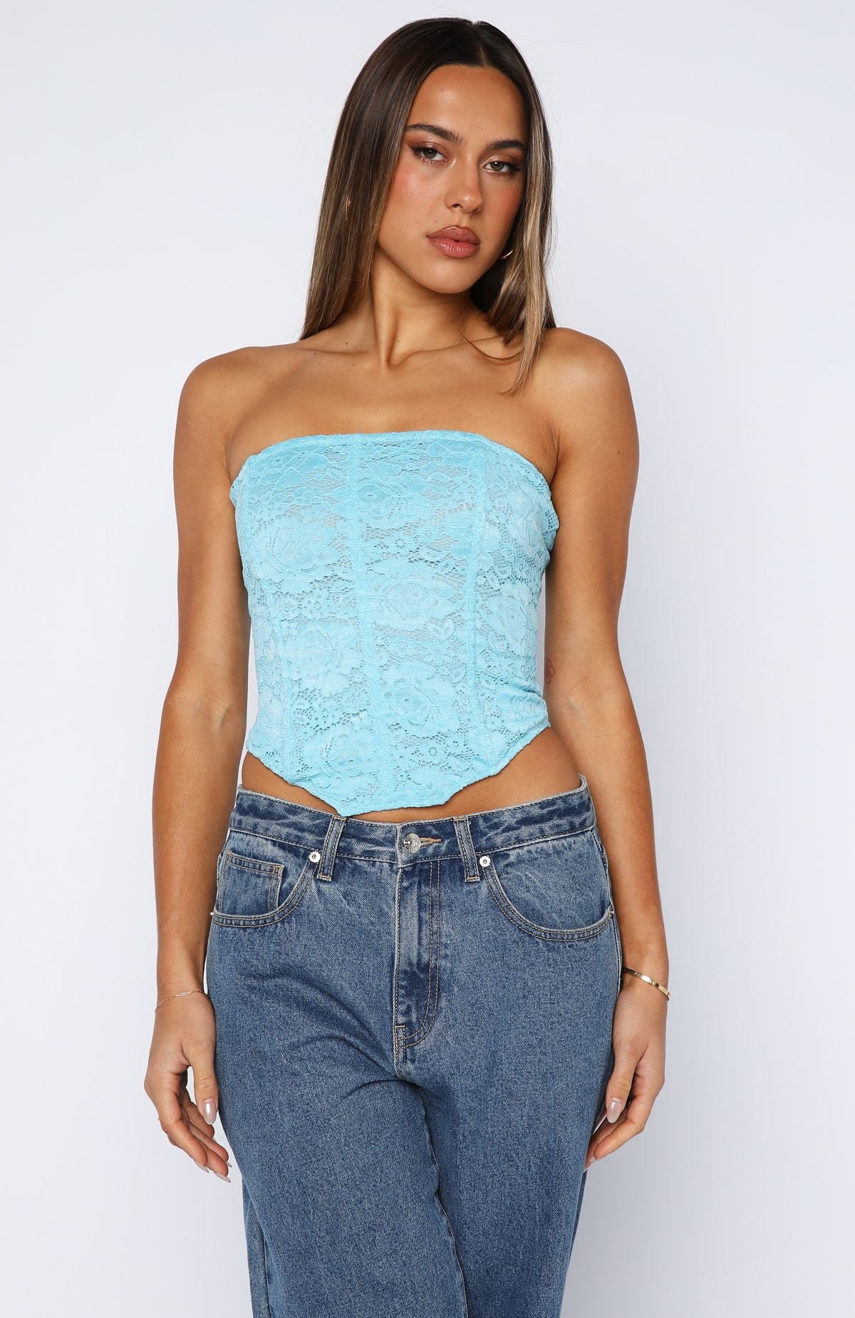 Play Your Part Strapless Bustier Cyan - Image 3