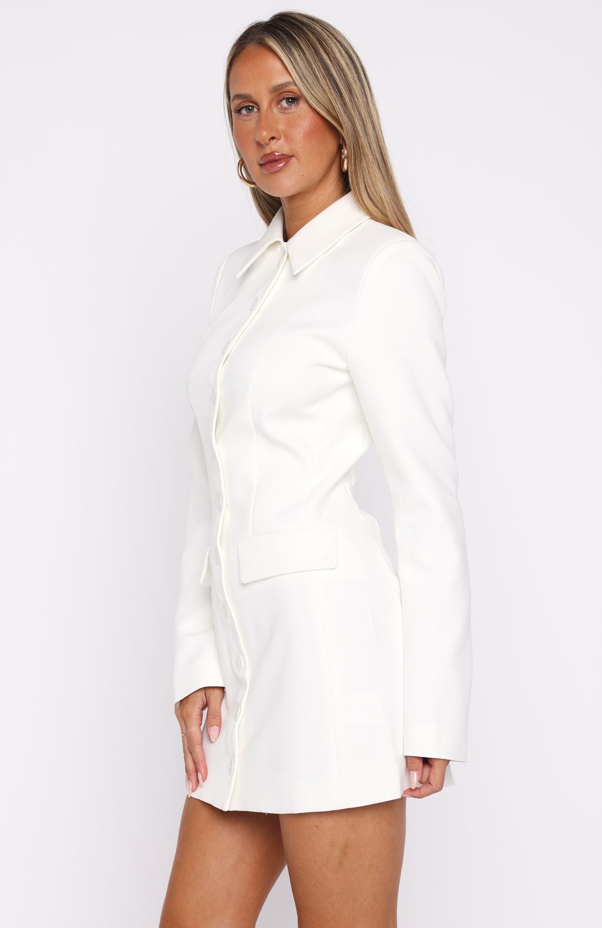 Alpha Femme Long Sleeve Mini Dress White - Image 3