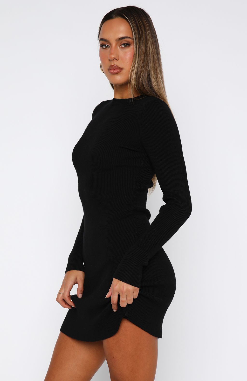Let's Be Together Long Sleeve Mini Dress Black - Image 3