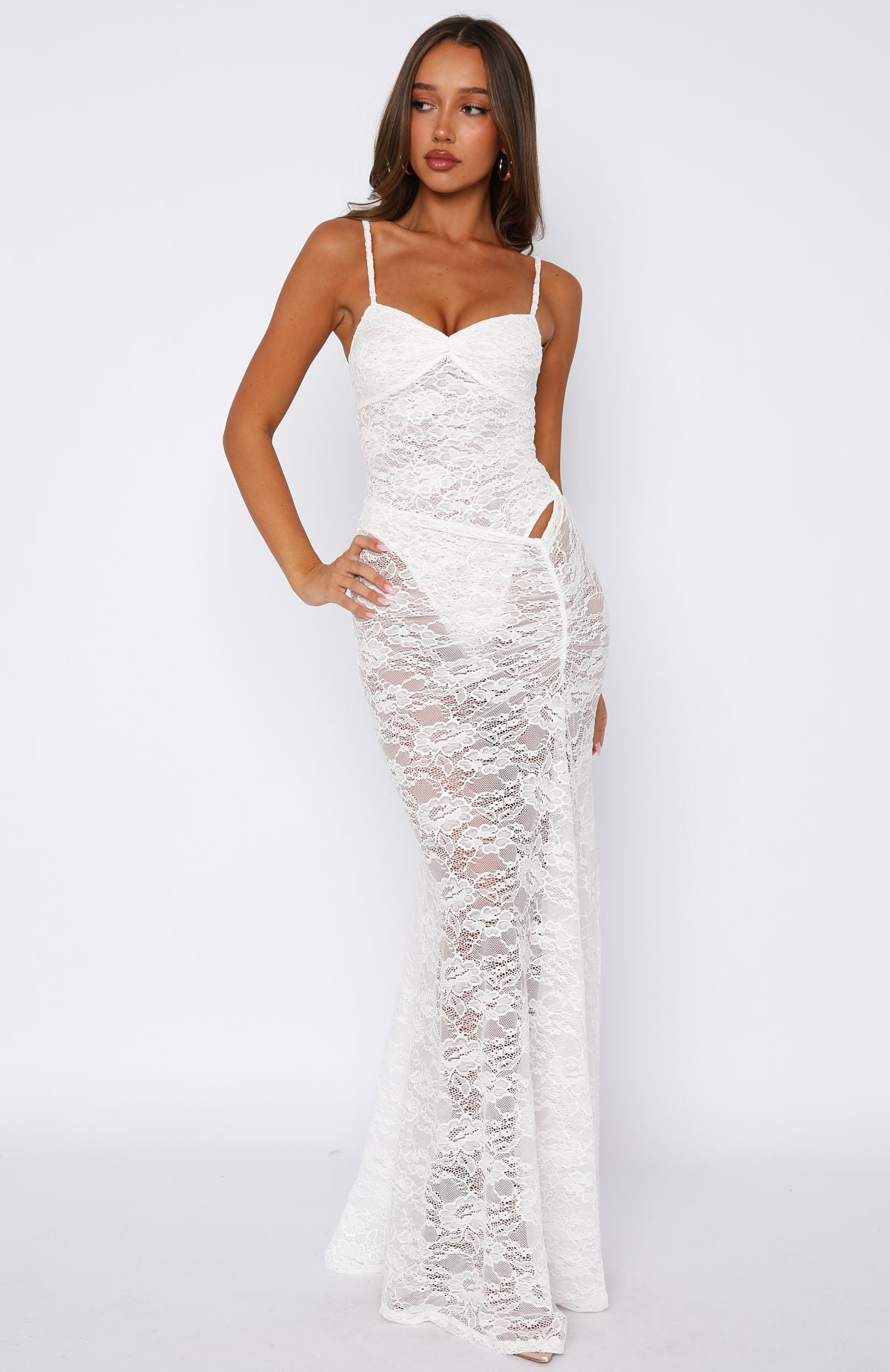 Tell Me I'm Pretty Lace Maxi Dress White - Image 2