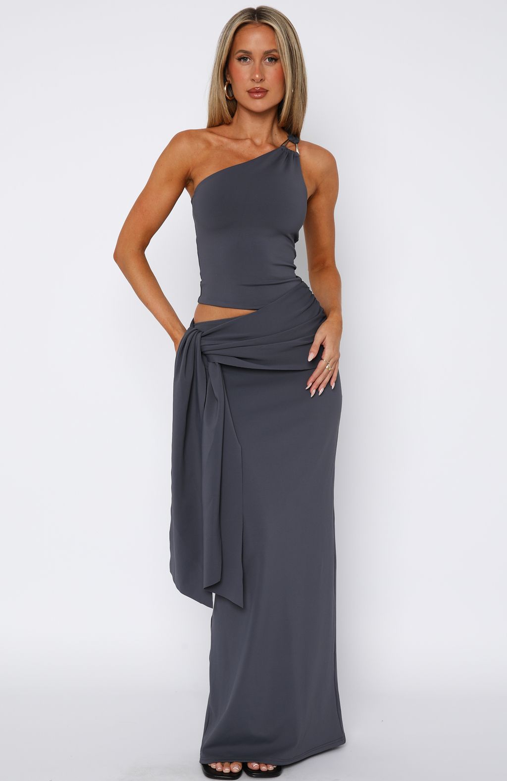 Feel It Now Maxi Dress Charcoal - Image 3