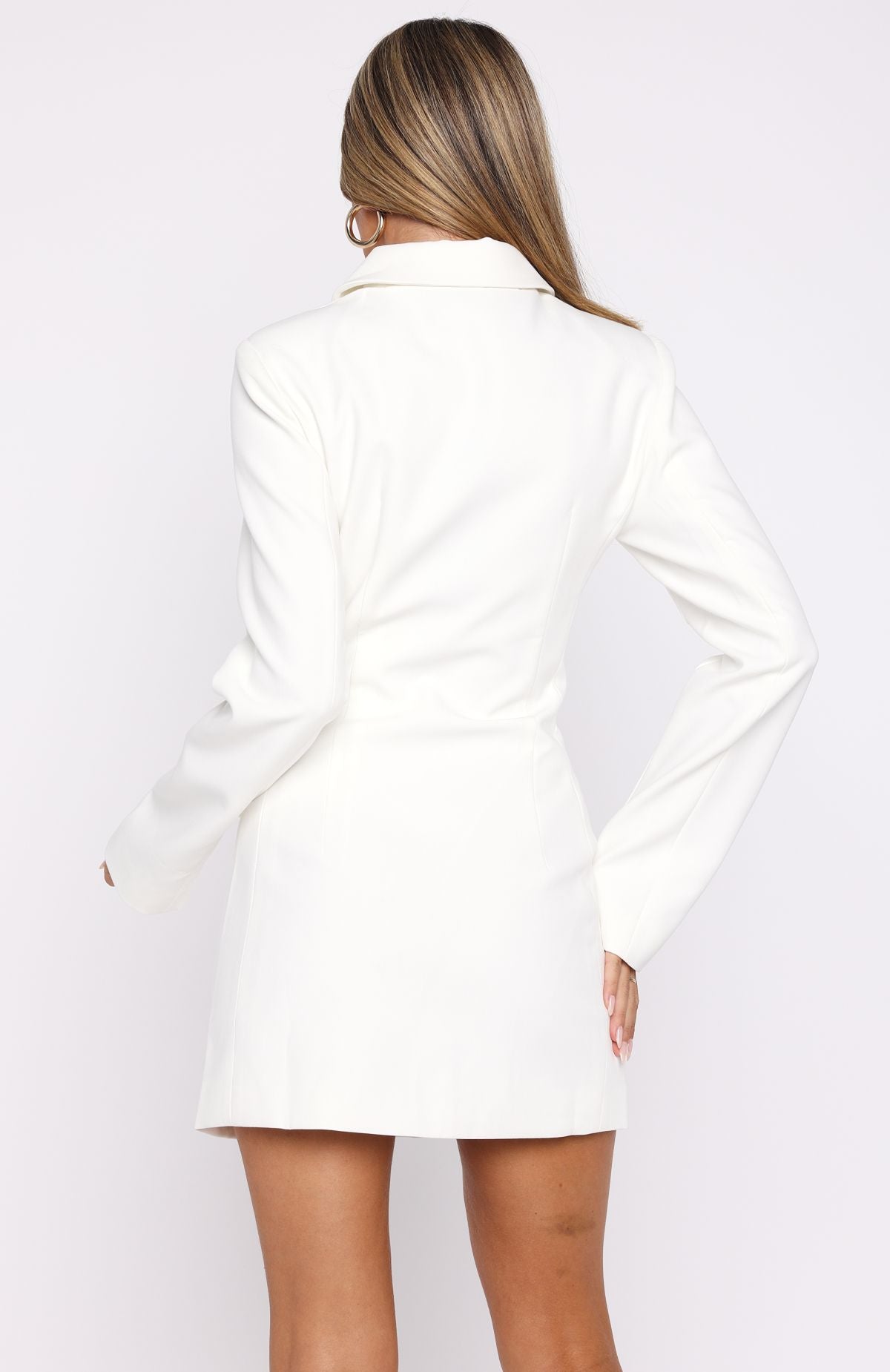 Alpha Femme Long Sleeve Mini Dress White - Image 4