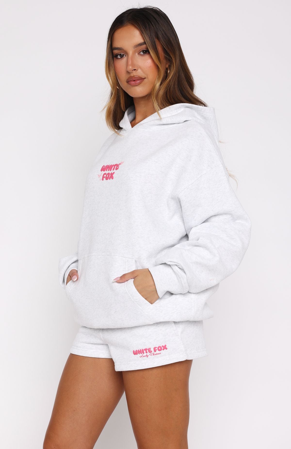 Lucky Thirteen Stephanie Oversized Hoodie Grey Marle - Image 3