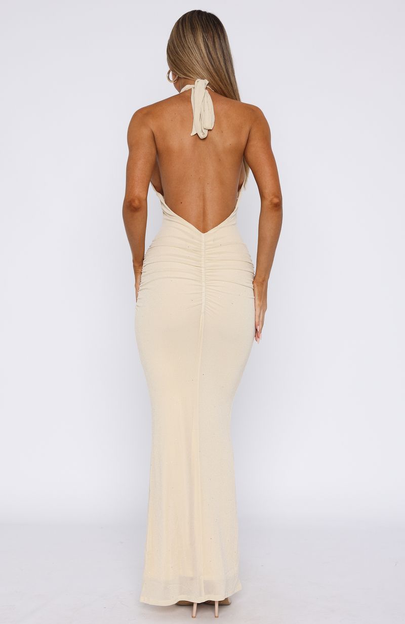 Set For Life Halter Maxi Dress Champagne - Image 4