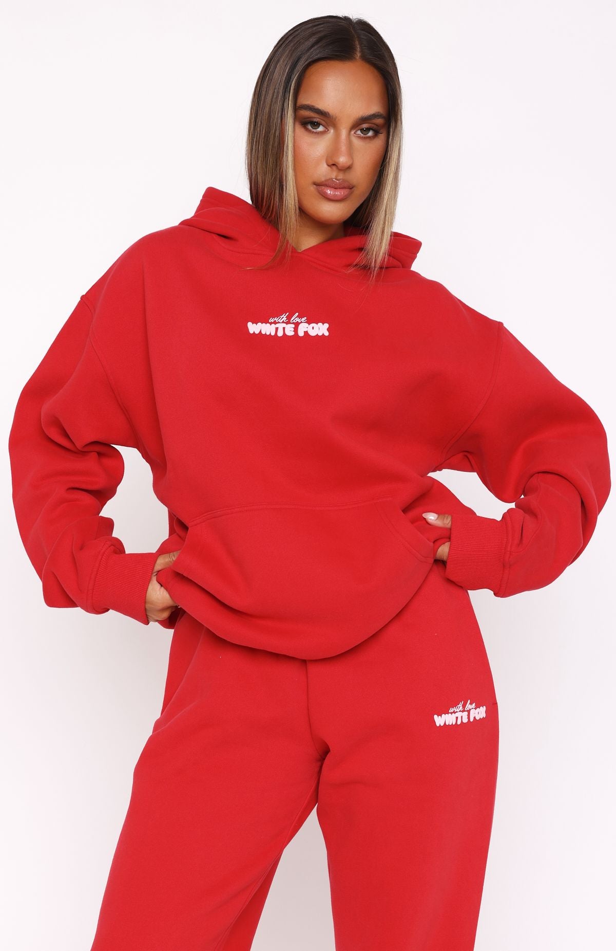 With Love In The Moment Oversized Hoodie Red - Image 2