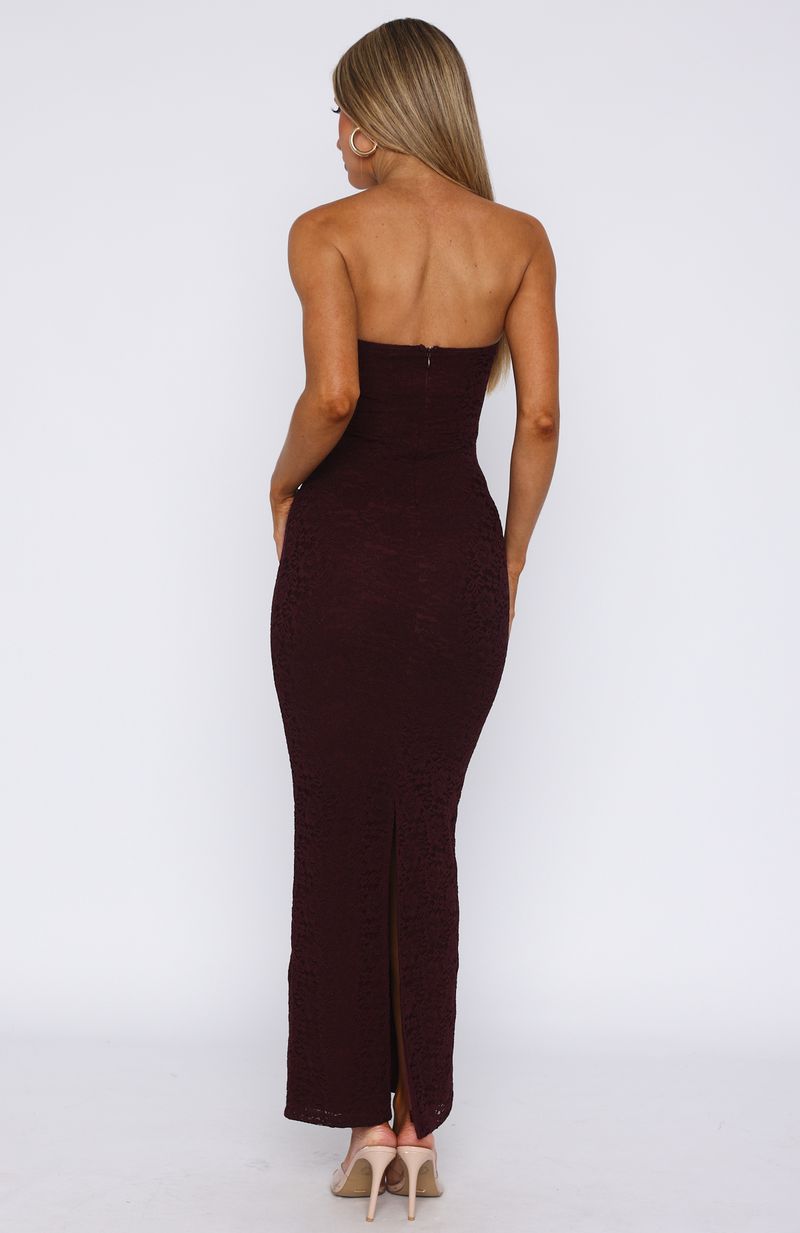 Mad Love Strapless Maxi Dress Burgundy - Image 4