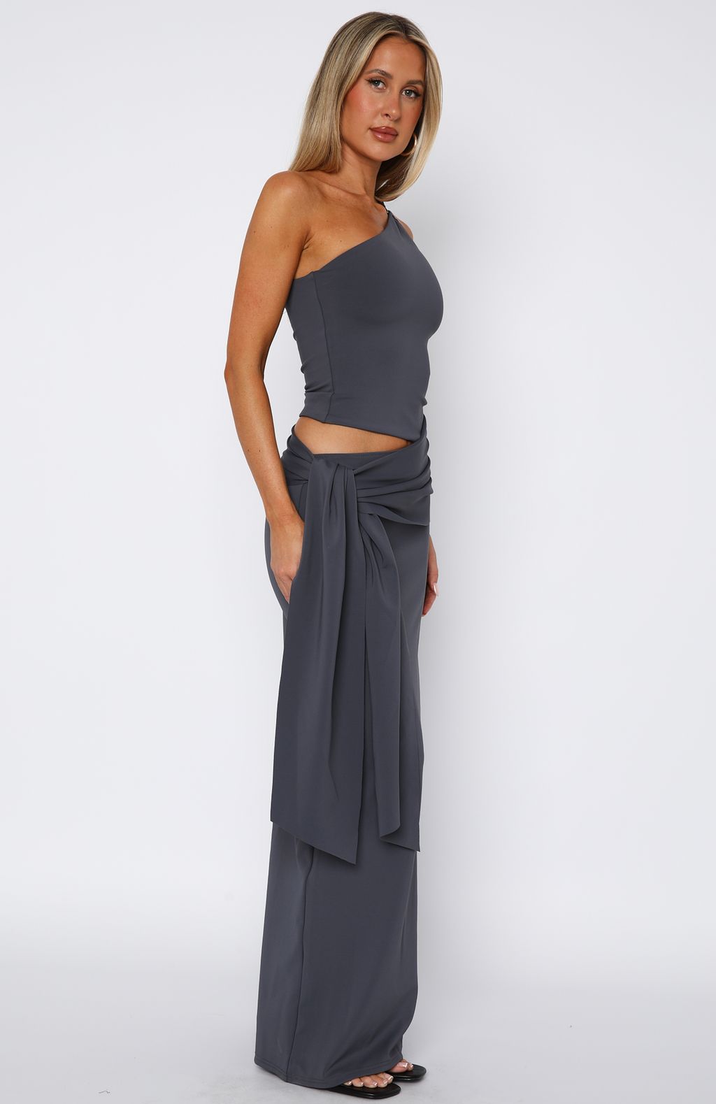 Feel It Now Maxi Dress Charcoal - Image 4
