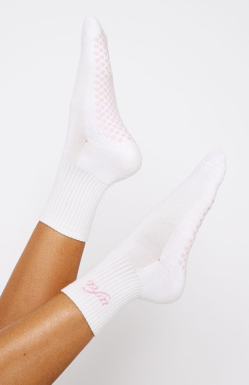 Energy Is Infinite Grip Socks White/Pink - Image 2