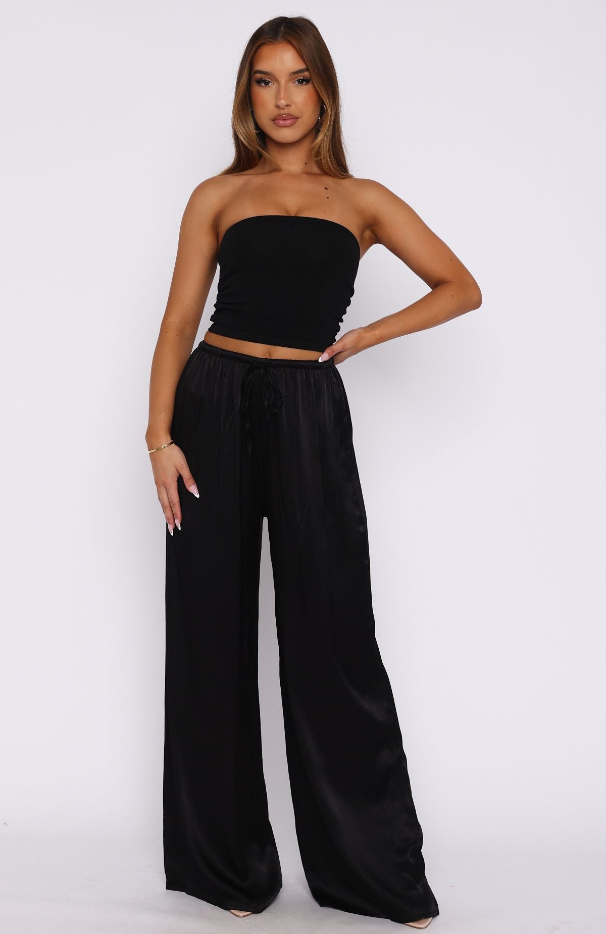 Catching Up Wide Leg Pants Black - Image 2
