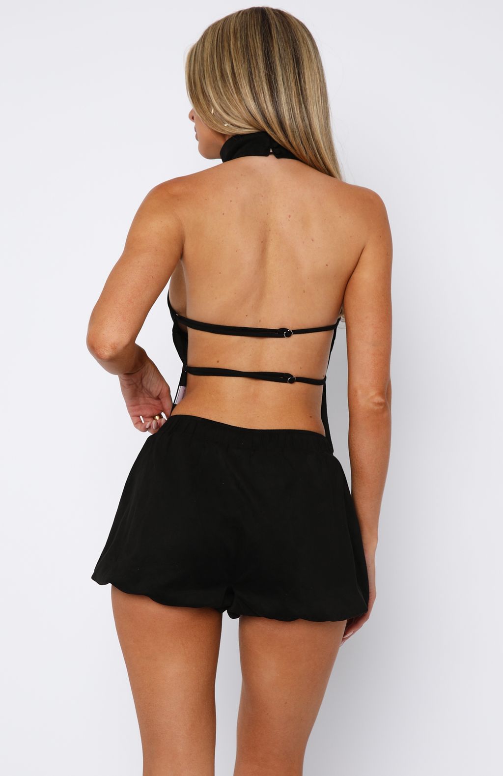 Still Love Me Faux Suede Halter Top Black - Image 5