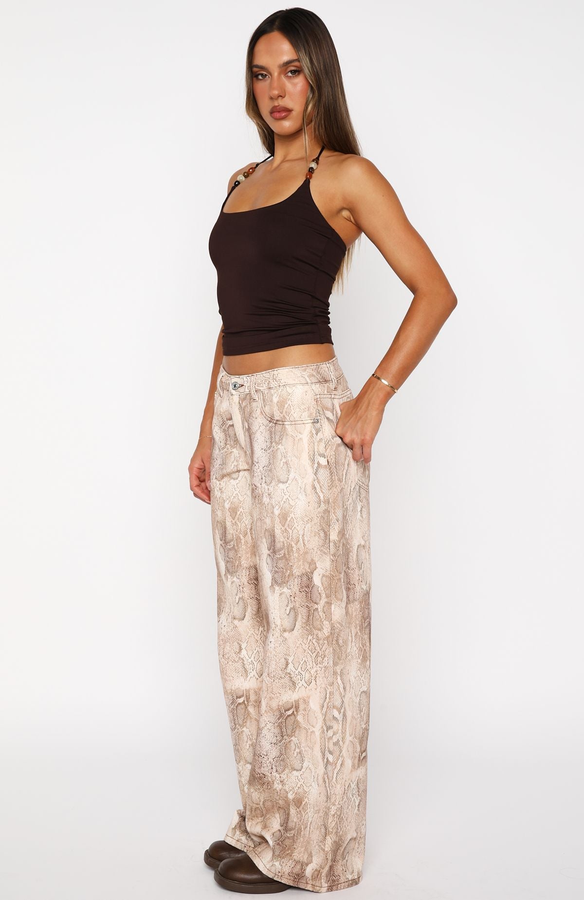 Maeve Low Rise Wide Leg Jeans Desert Snake - Image 4