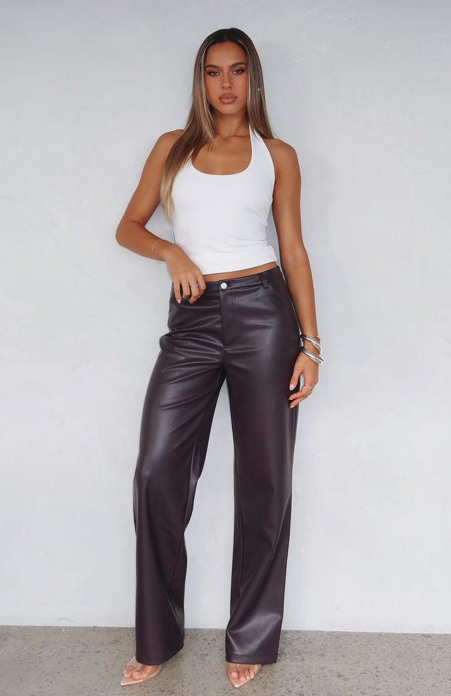 Life Affair PU Pants Deep Mauve - Image 5