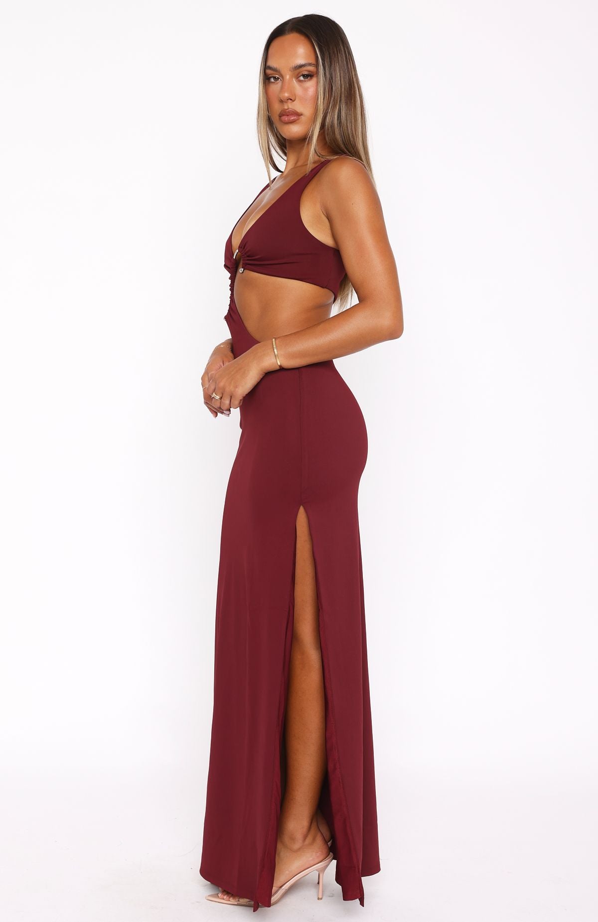It Feels Wrong Maxi Dress Burgundy - Image 3