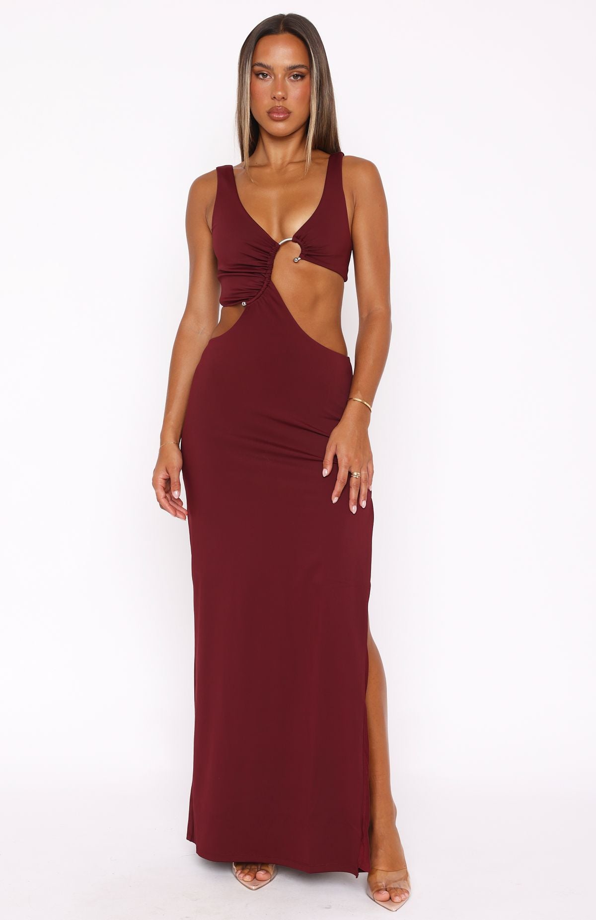 It Feels Wrong Maxi Dress Burgundy - Image 2