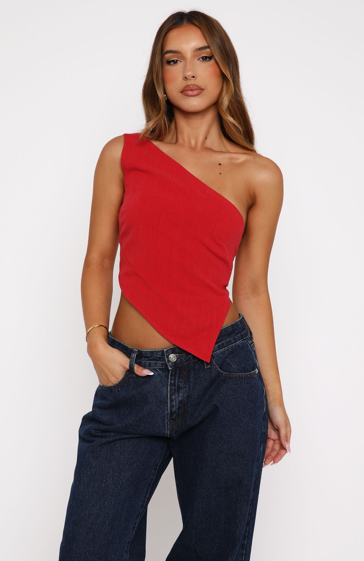 Better Myself One Shoulder Top Red - Image 2