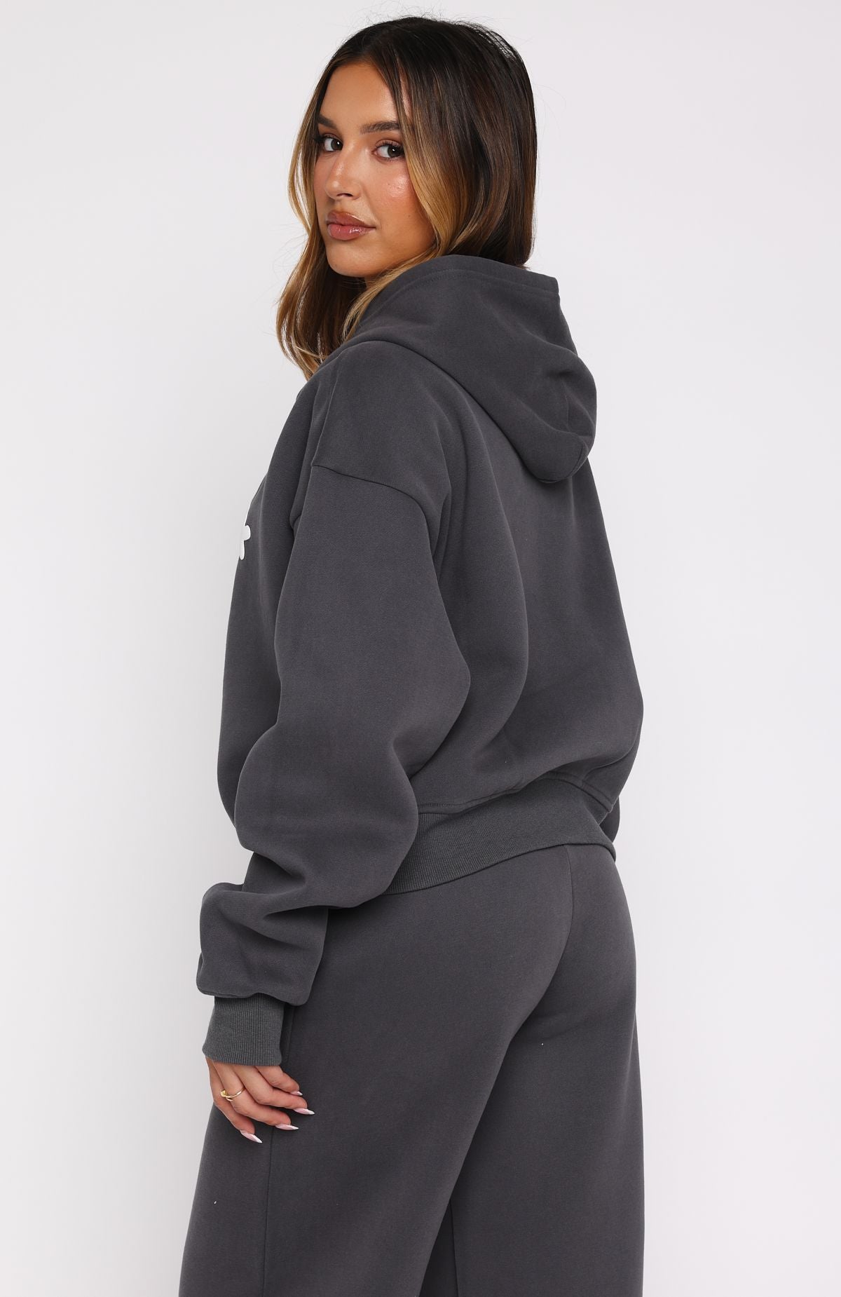Lucky Thirteen Audrina Boxy Zip Front Hoodie Volcanic - Image 4
