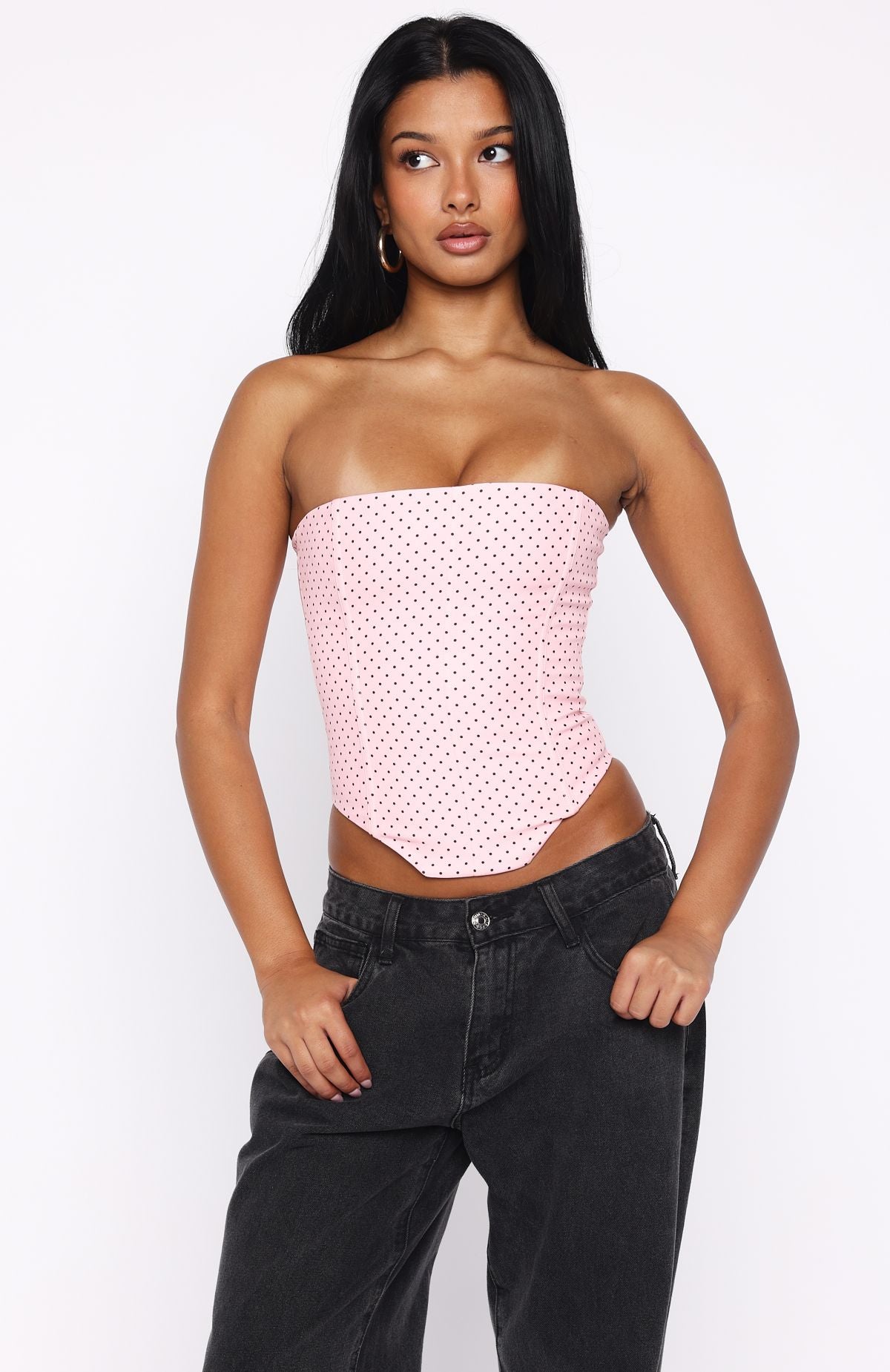 Let It Go Strapless Bustier Pink Polka Dot - Image 3