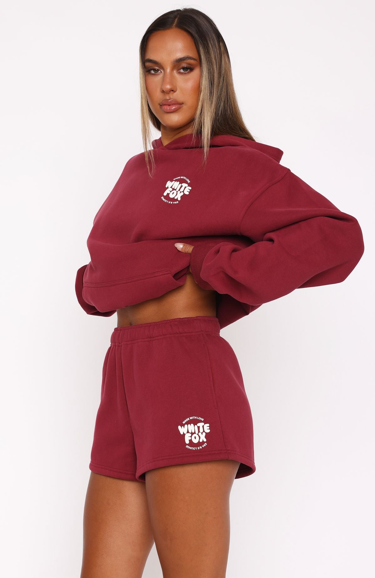 With Love For You Lounge Shorts Burgundy - Image 3
