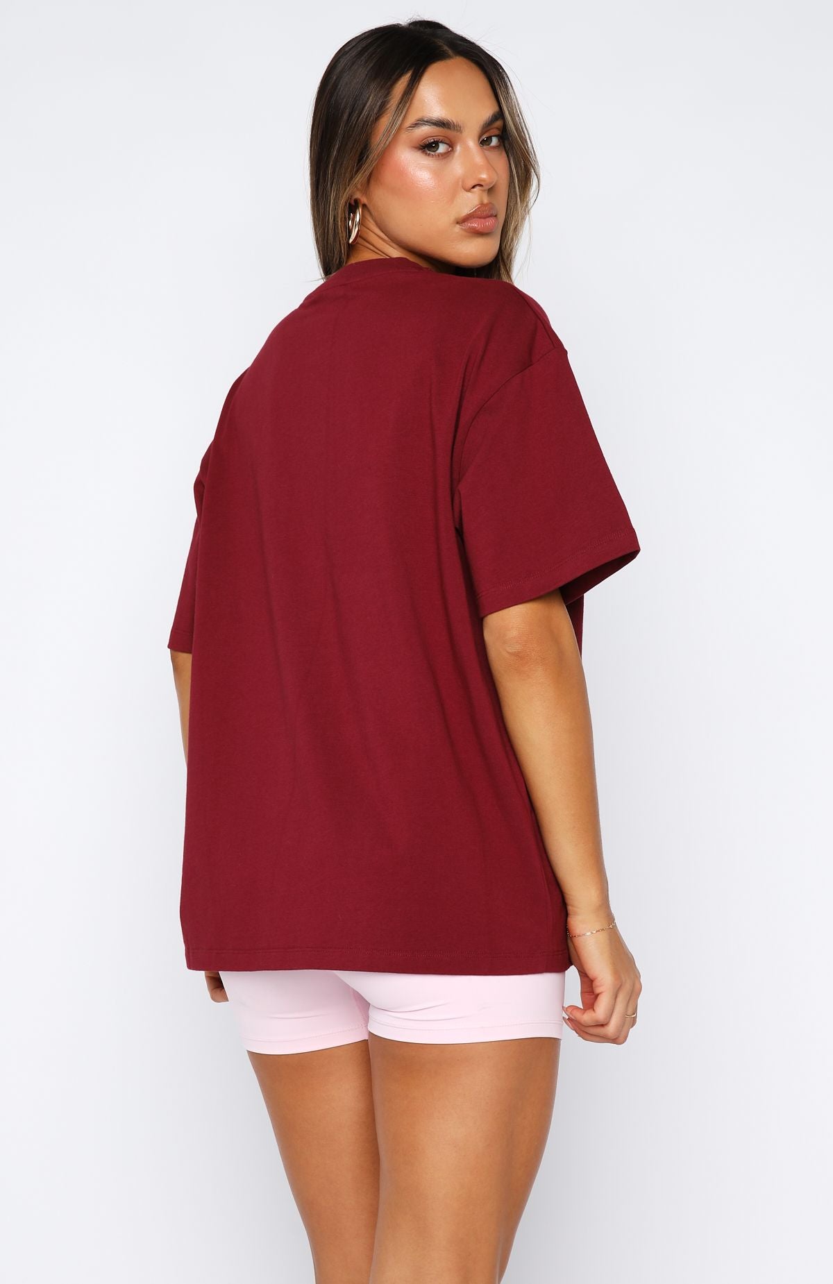 No Hesitation Oversized Tee Burgundy - Image 4