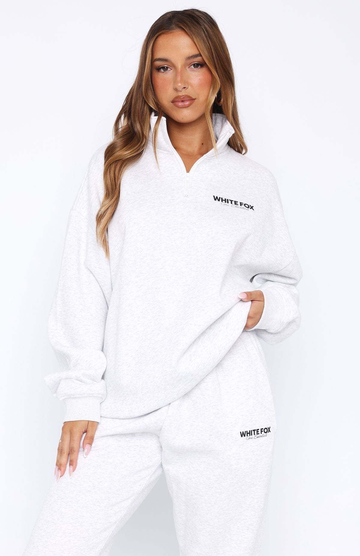 Core Essentials Zip Sweater Grey Marle - Image 3