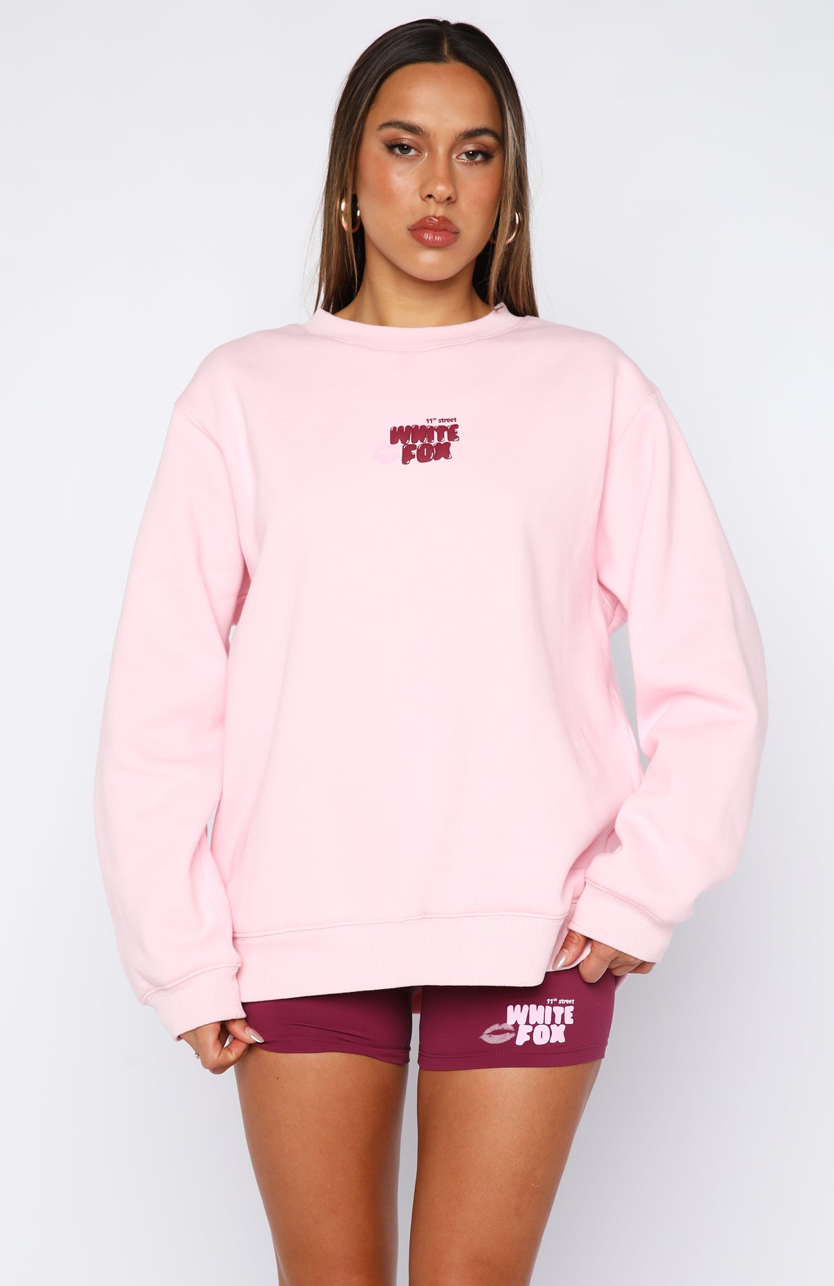 11th Street Sweet Kisses Oversized Sweater Pink Sugar - Image 2