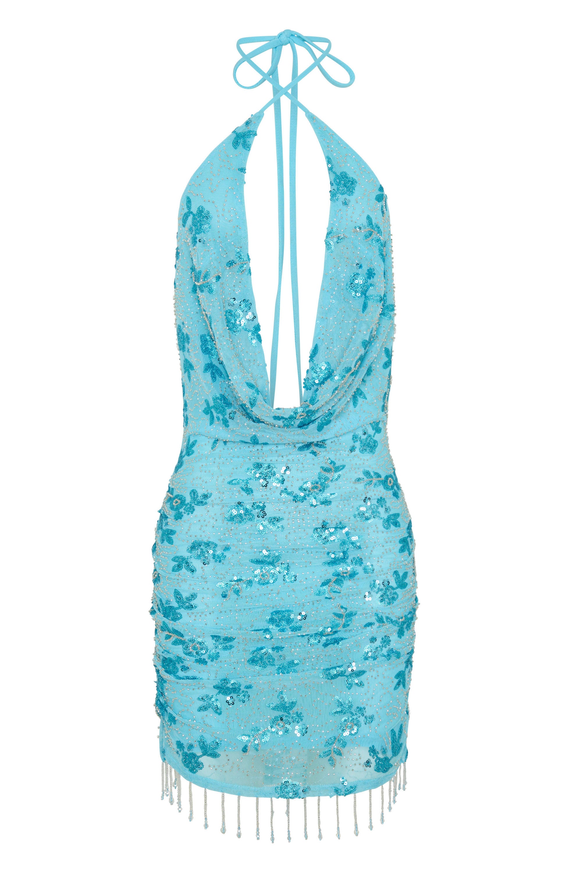 Barcelona Dreams Beaded Mini Dress Baby Blue - Image 6