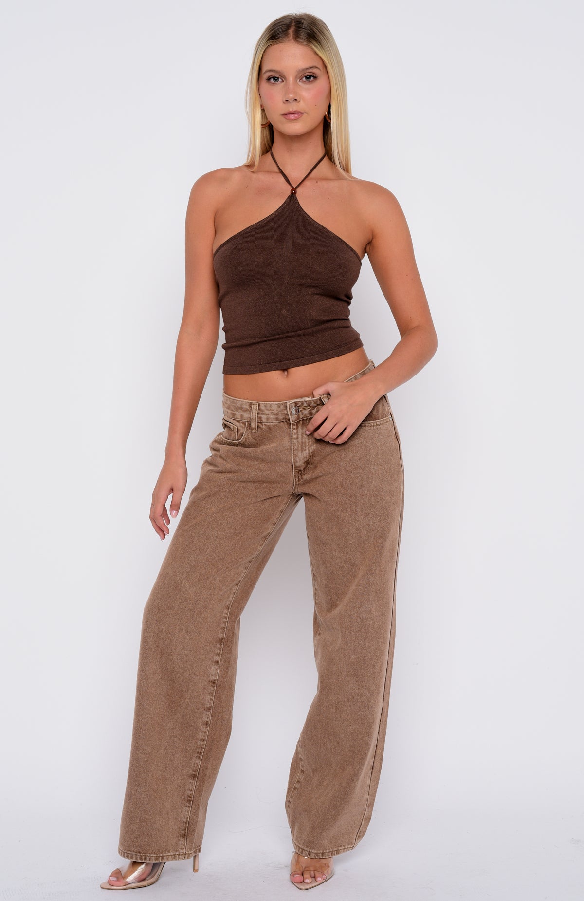 Better Perspective Knit Halter Top Bronze - Image 5