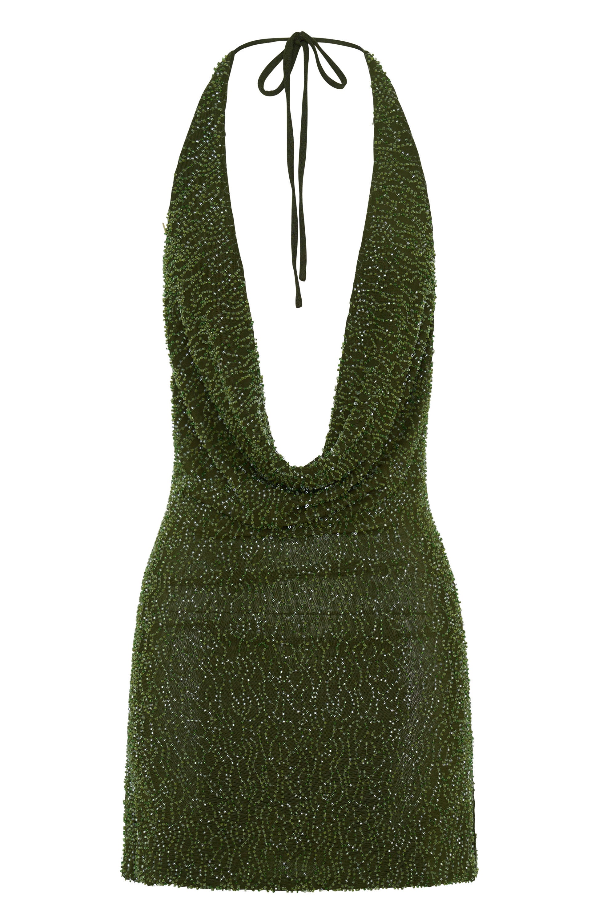 By Candlelight Beaded Mini Dress Deep Olive - Image 7