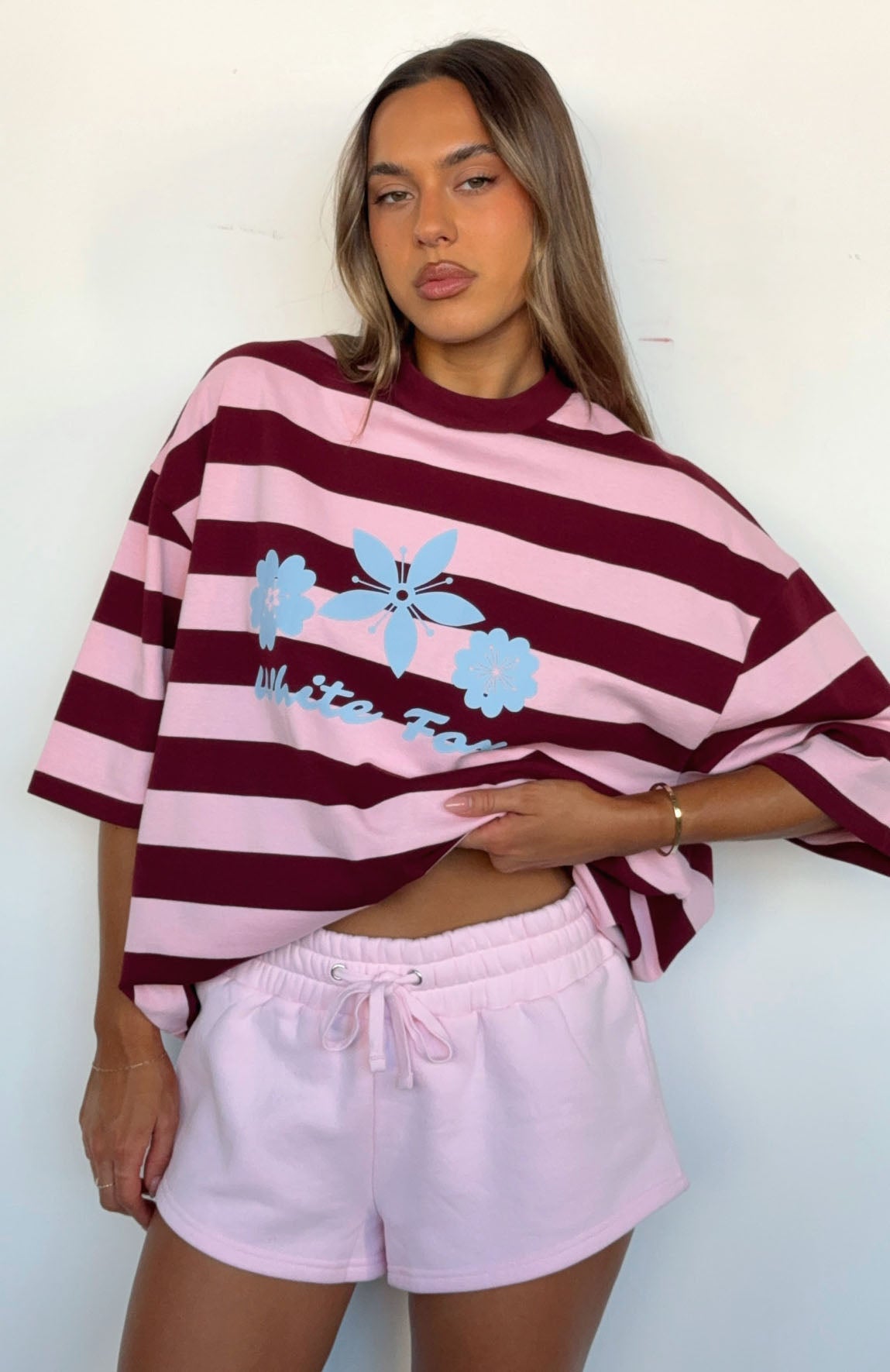Changed My Play Oversized Tee Dark Red/Pink Stripe - Image 6