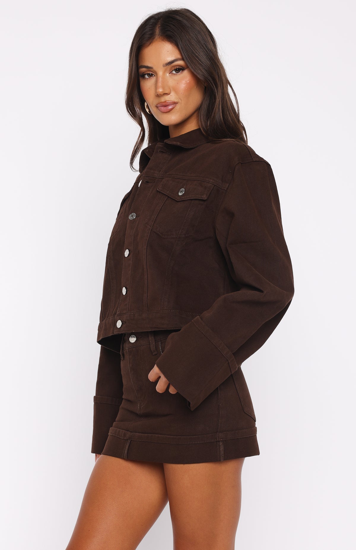 Charlotte Denim Jacket Chocolate Wash - Image 4