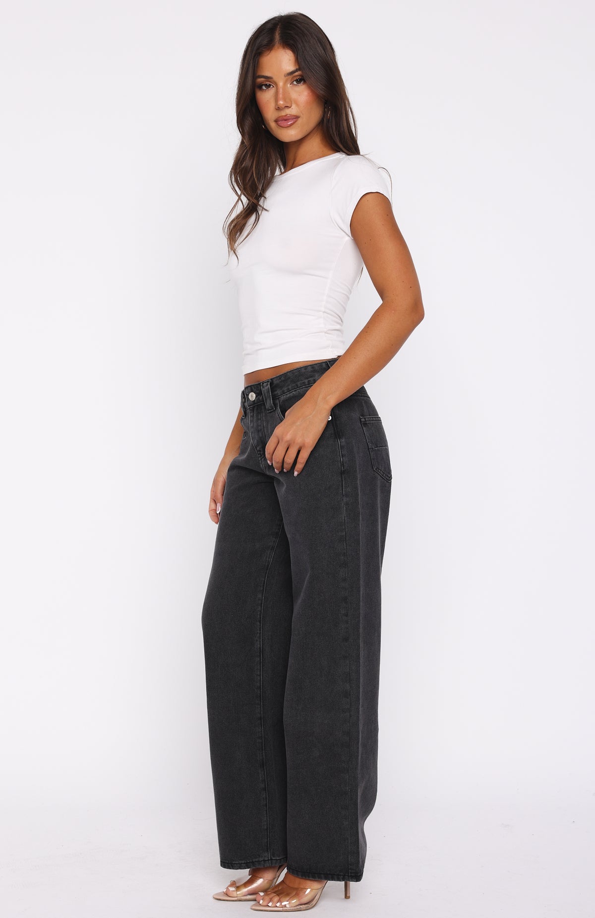 Clarissa Low Rise Wide Leg Jeans Black Acid - Image 4