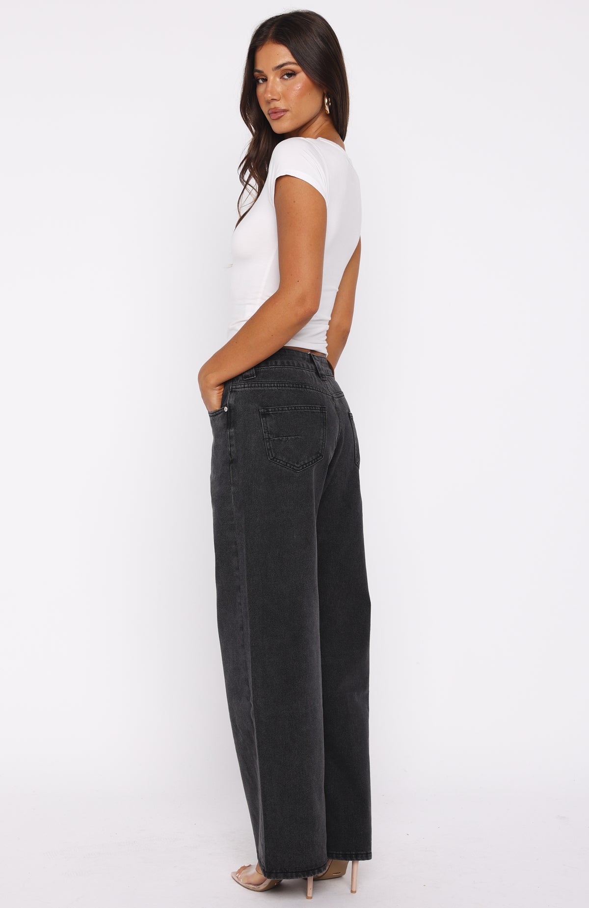 Clarissa Low Rise Wide Leg Jeans Black Acid - Image 5