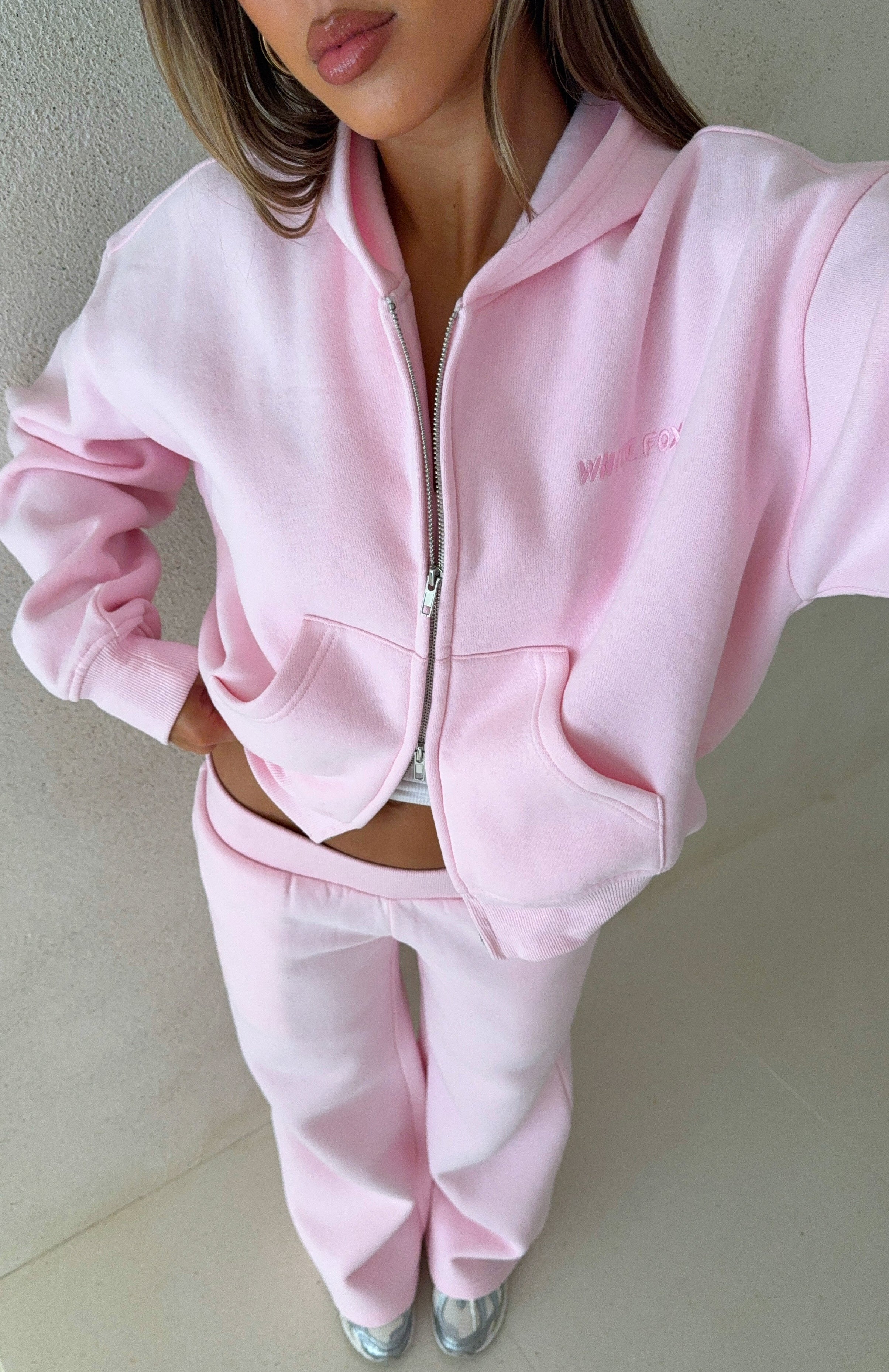 Come A Long Way Boxy Zip Front Hoodie Pink - Image 6