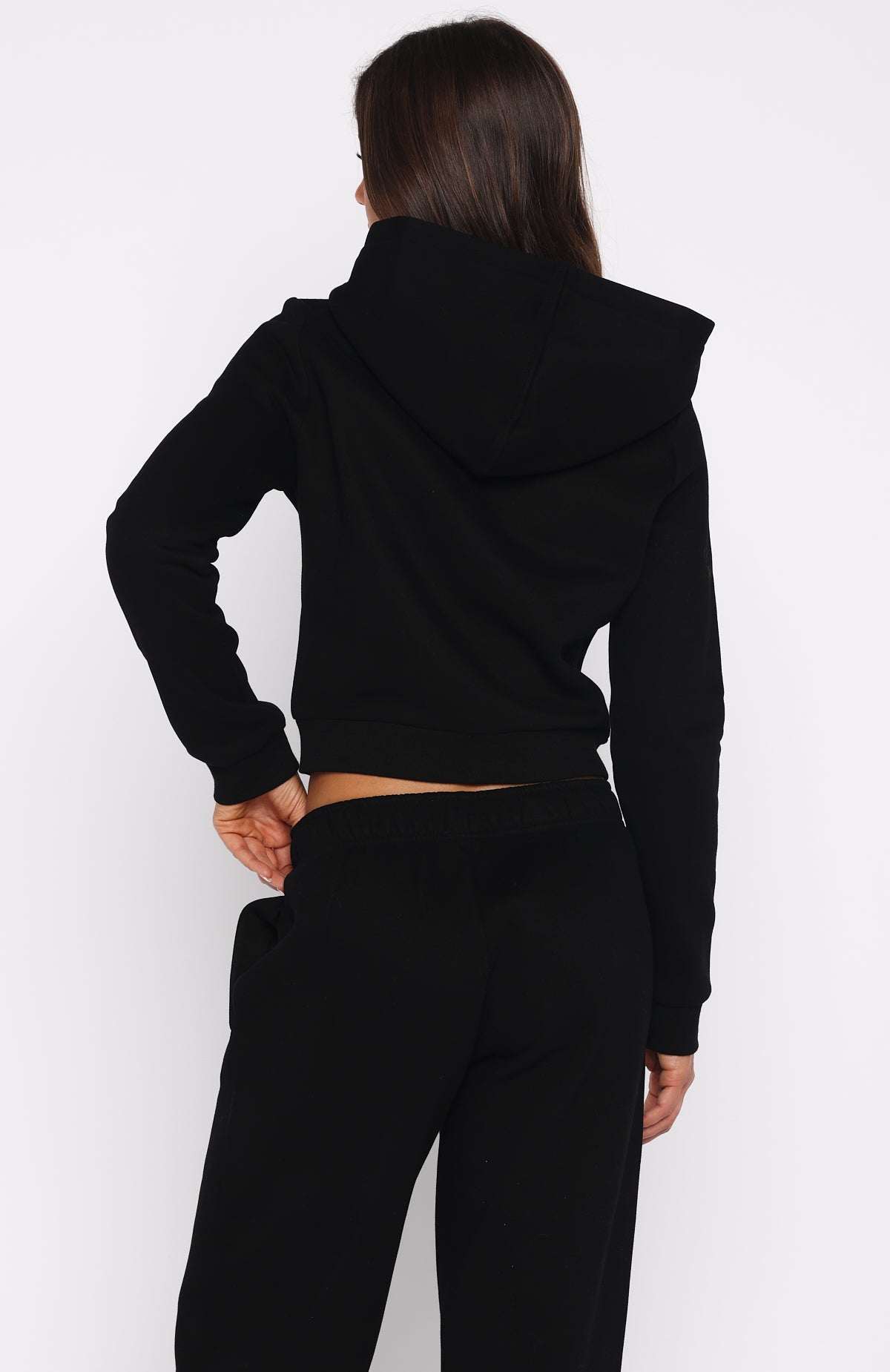 Comfy And Cute Slim Zip Front Hoodie Black - Image 4