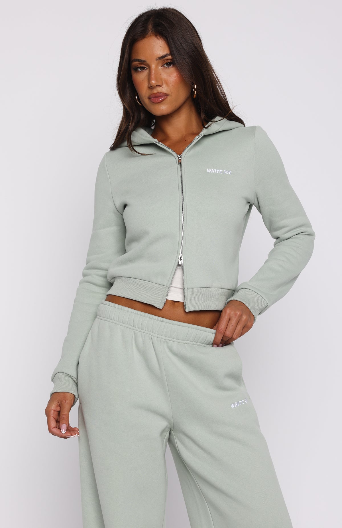 Comfy And Cute Slim Zip Front Hoodie Seafoam - Image 2