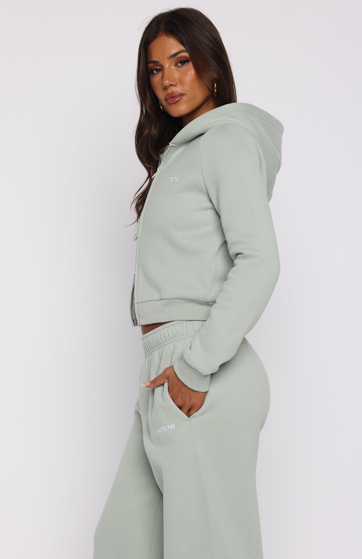 Comfy And Cute Slim Zip Front Hoodie Seafoam - Image 3