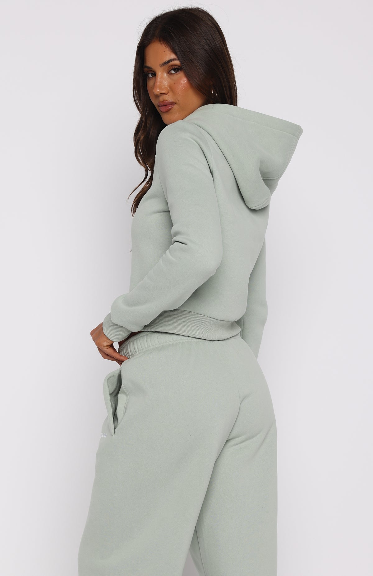 Comfy And Cute Slim Zip Front Hoodie Seafoam - Image 4
