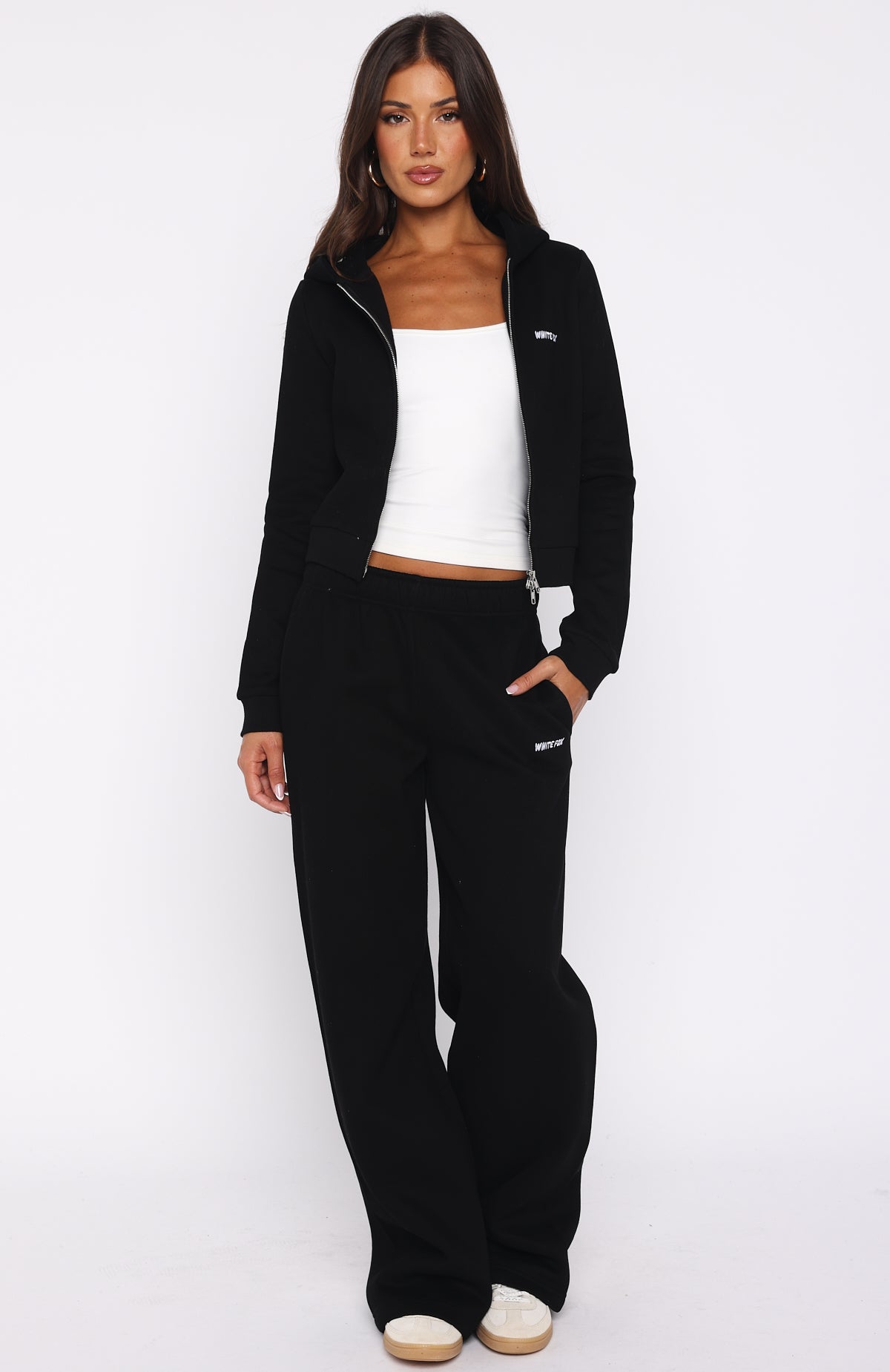Comfy And Cute Slim Zip Front Hoodie Black - Image 5