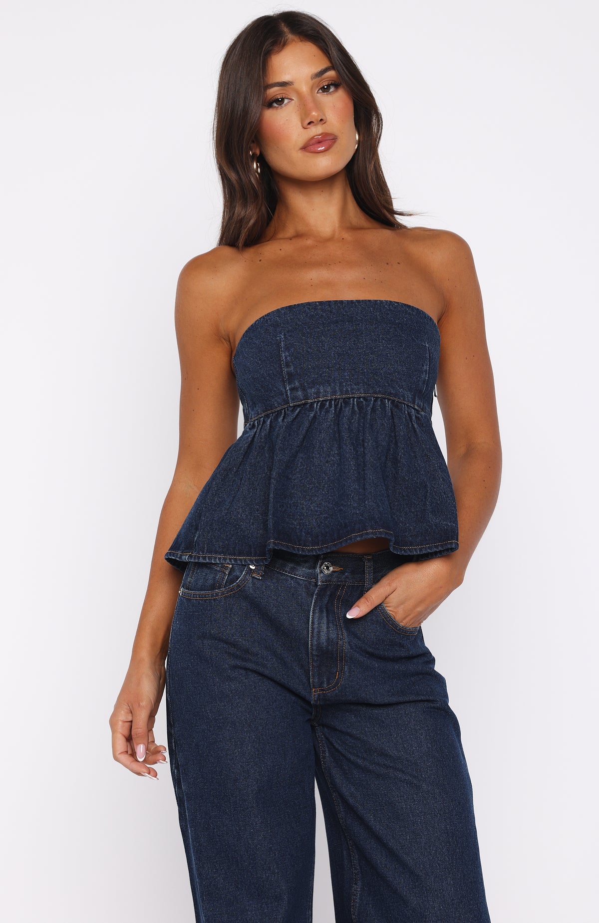 Dedicated To Growth Denim Top Dark Blue - Image 2