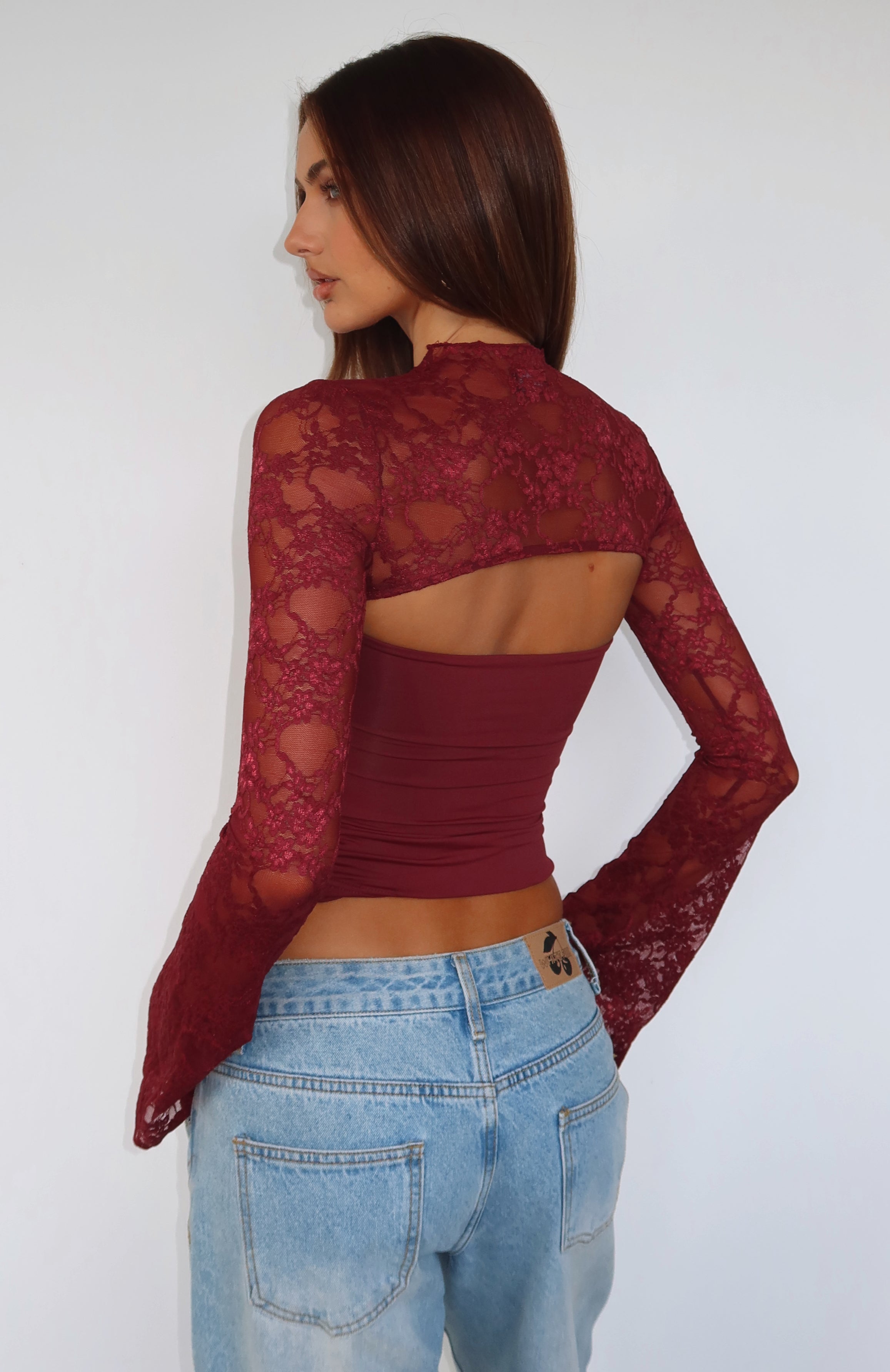 Devoted Love Long Sleeve Top Burgundy - Image 2