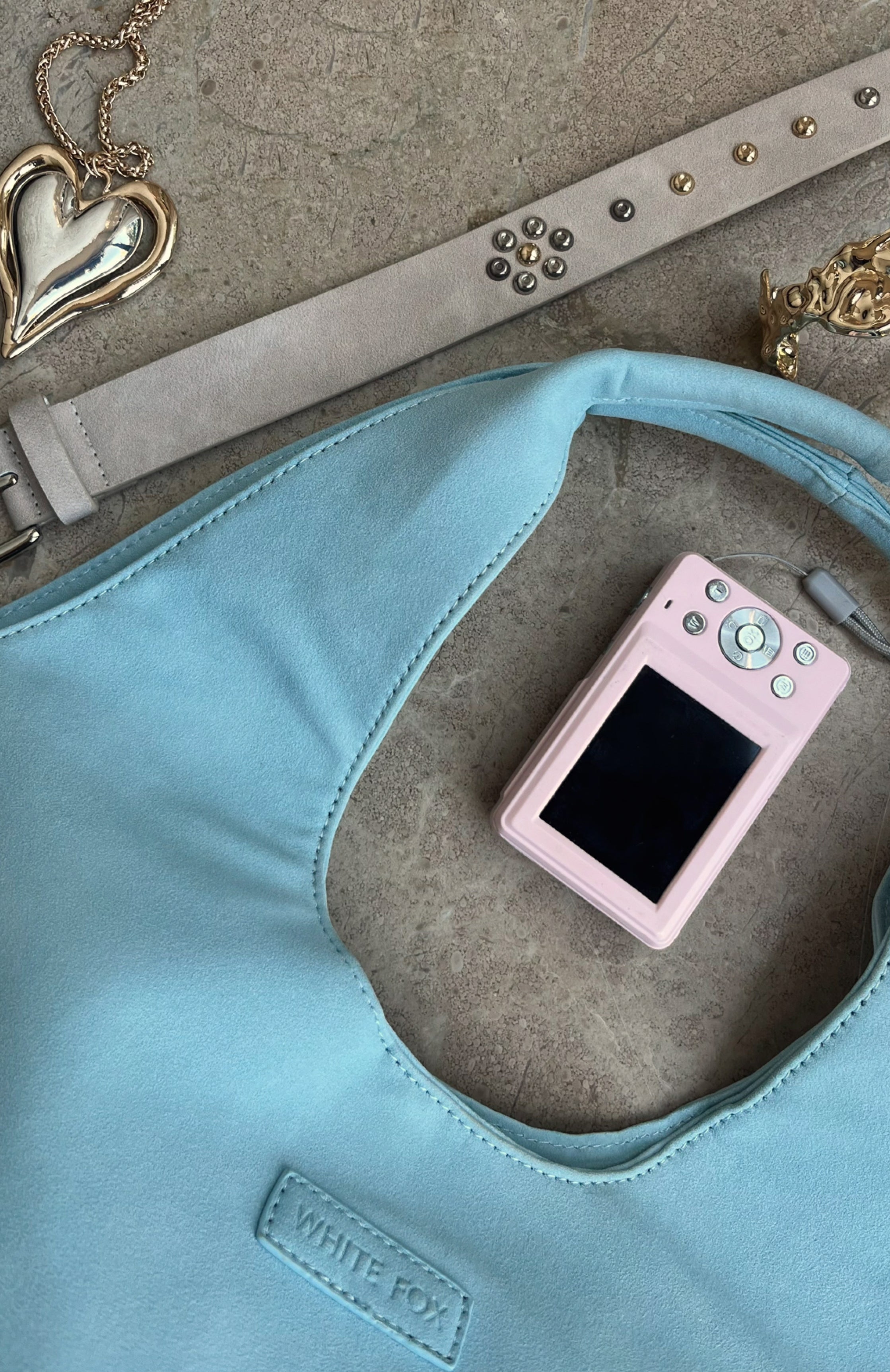 Cariane Shoulder Bag Baby Blue Faux Suede - Image 4