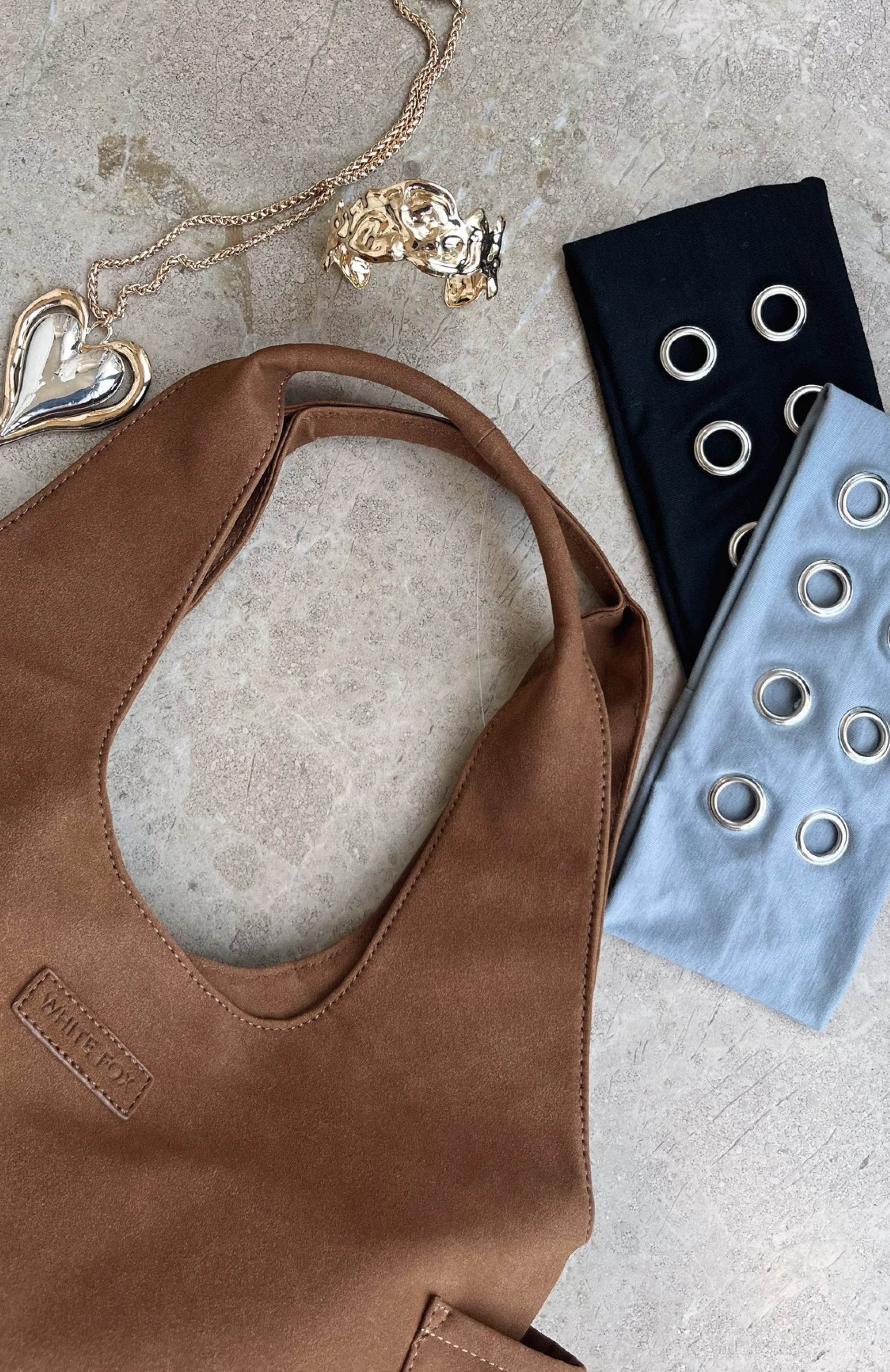 Cariane Shoulder Bag Camel Faux Suede - Image 3