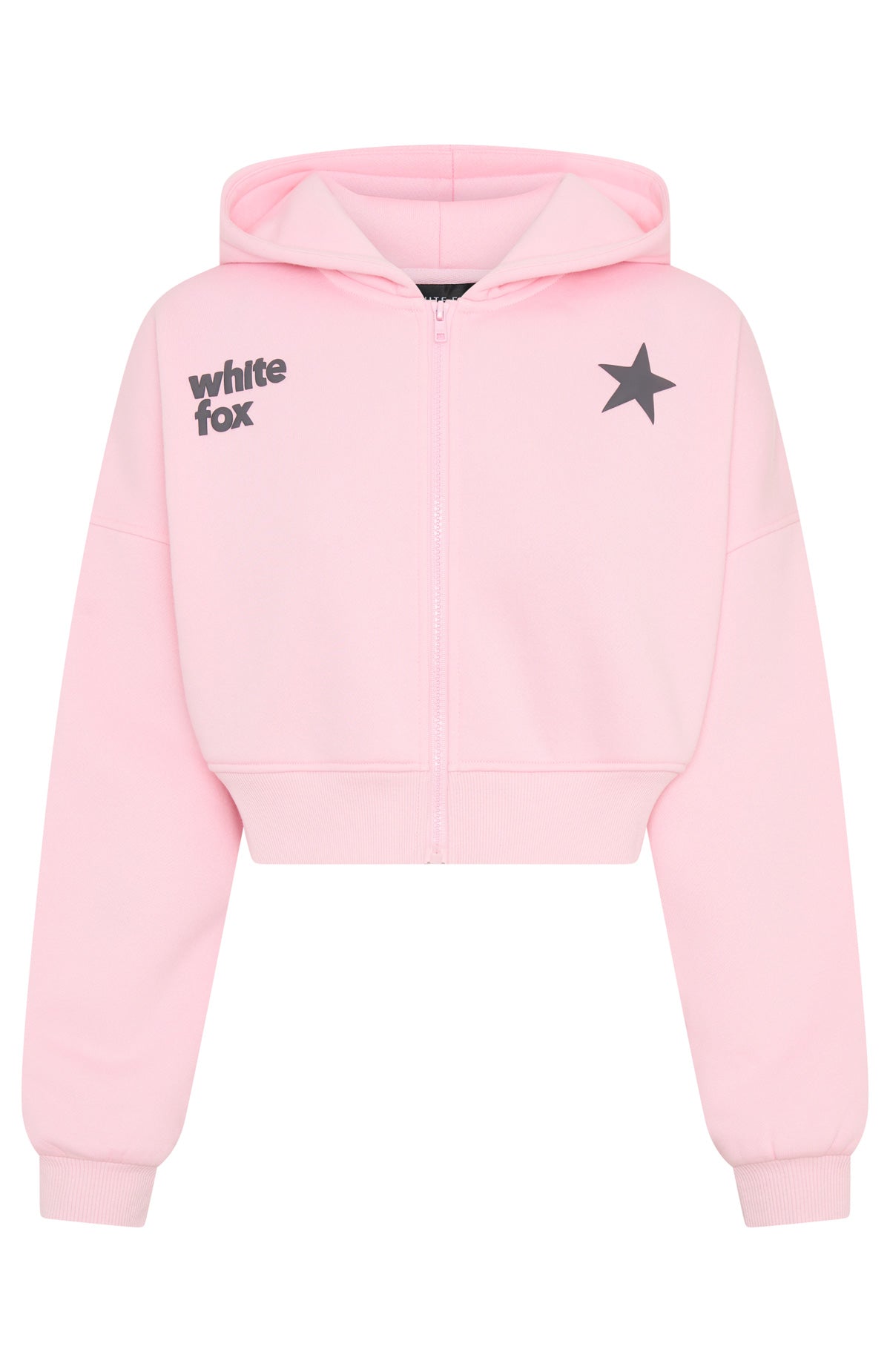 From The Archives Charli Cropped Zip Front Hoodie Pink - Image 6