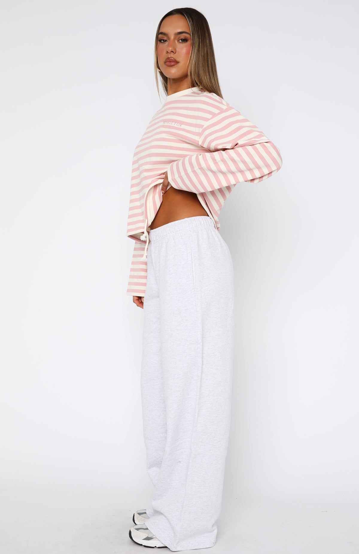 Give It A Rest Wide Leg Sweatpants Grey Marle - Image 3