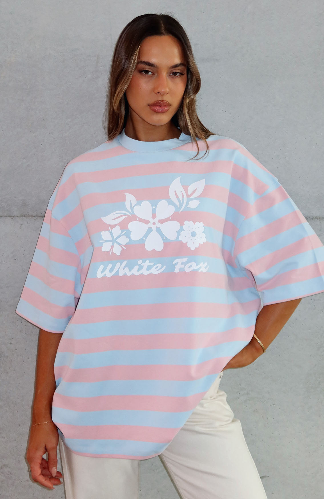 In The Valley Oversized Tee Blue/Pink Stripe