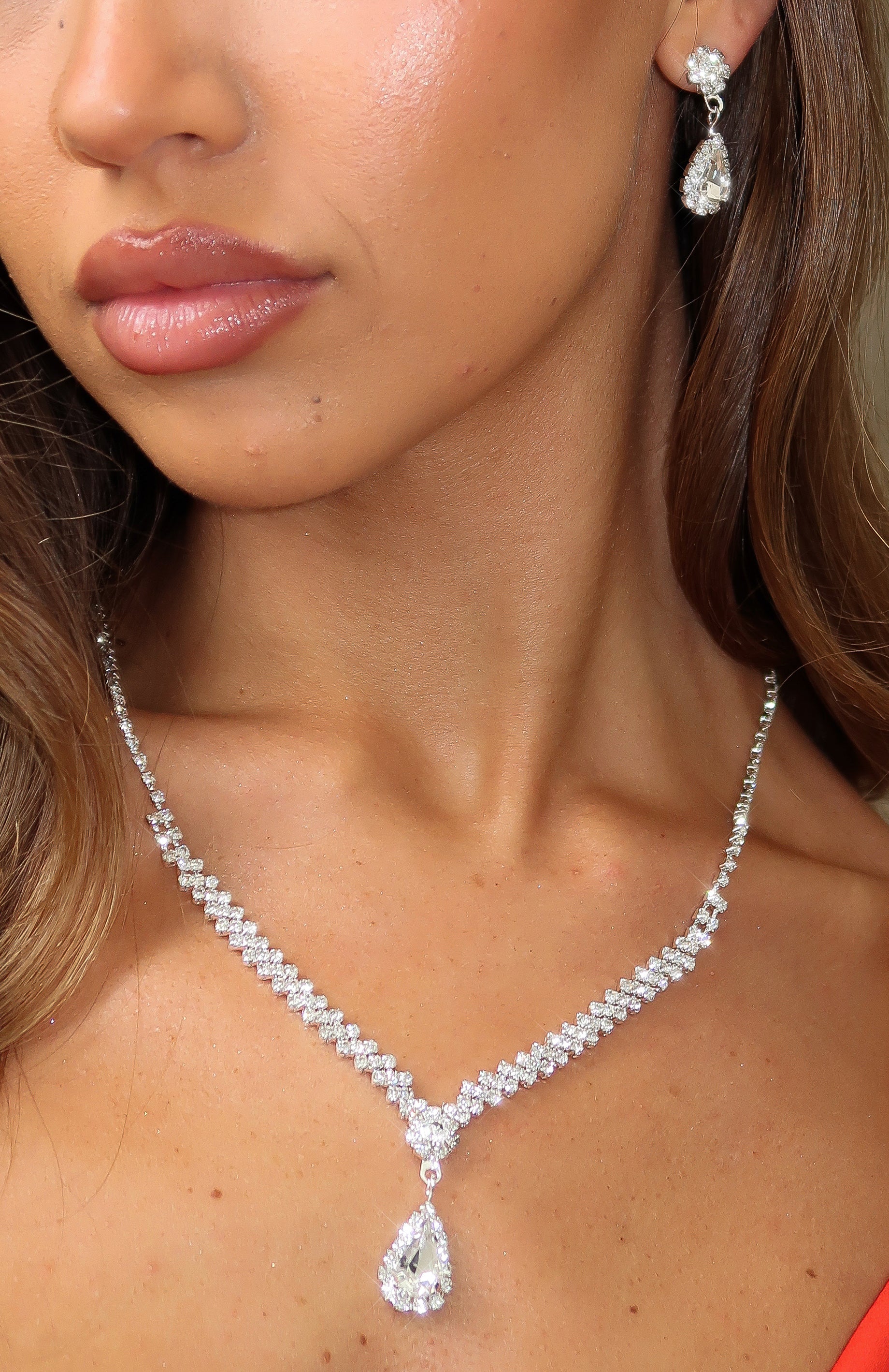 Jed Earrings & Necklace Set Silver - Image 2